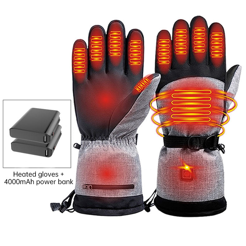 Electric Heated Gloves - Waterproof Winter Warm Rechargeable Gloves for Ski, Snowmobile and Outdoor Activities
