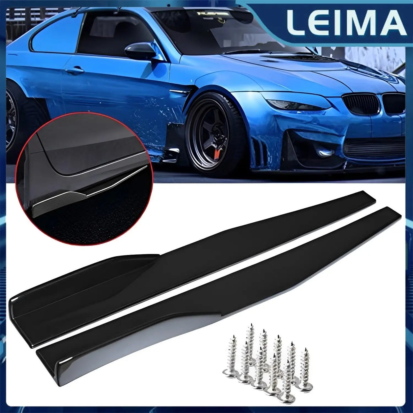 Car Universal Gloss Black Side Skirt For Car Body Side Skirts Parts Car Side Wing Bumper Lip Bumper Side Skirts Car Body Styling