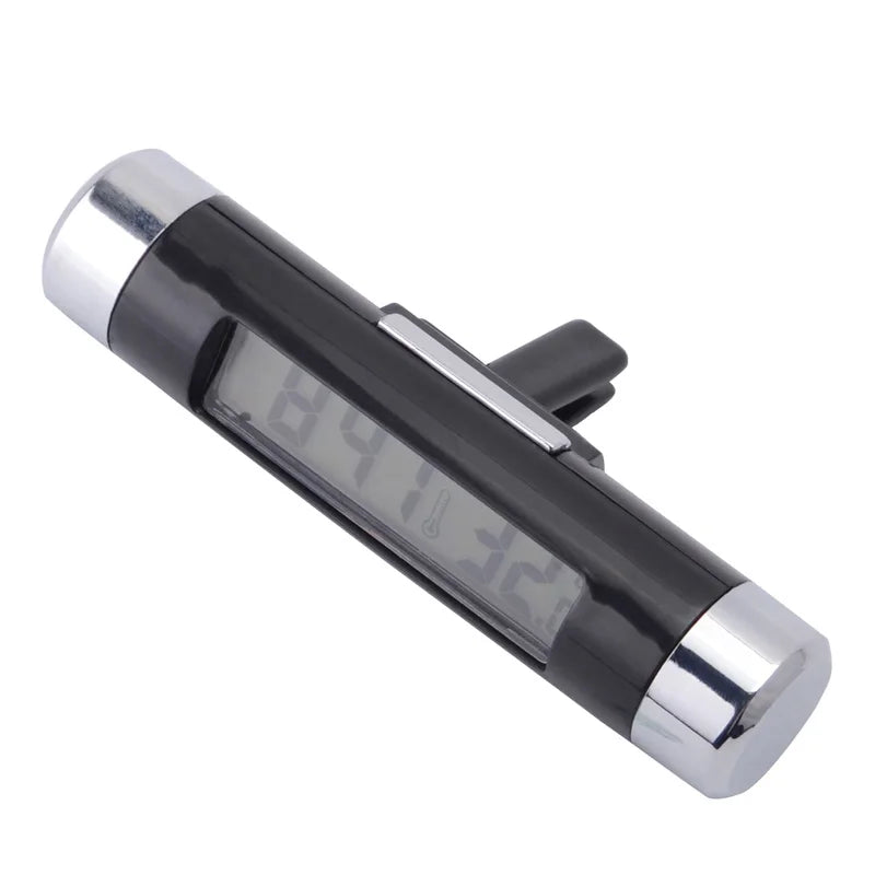 2in1 Car Auto LCD Clip-on Digital Temperature Thermometer Clock Calendar Automotive Blue Backlight Clock