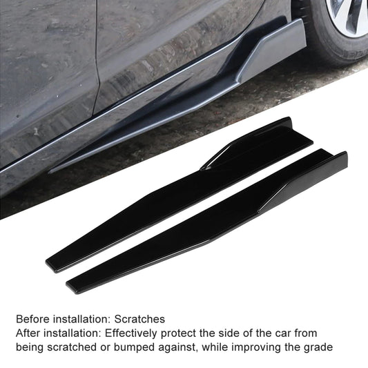 29.3in Car Side Skirt Rocker Splitters  Anti‑Scratch Protector Glossy Black Modified Parts Side Rocker Splitters