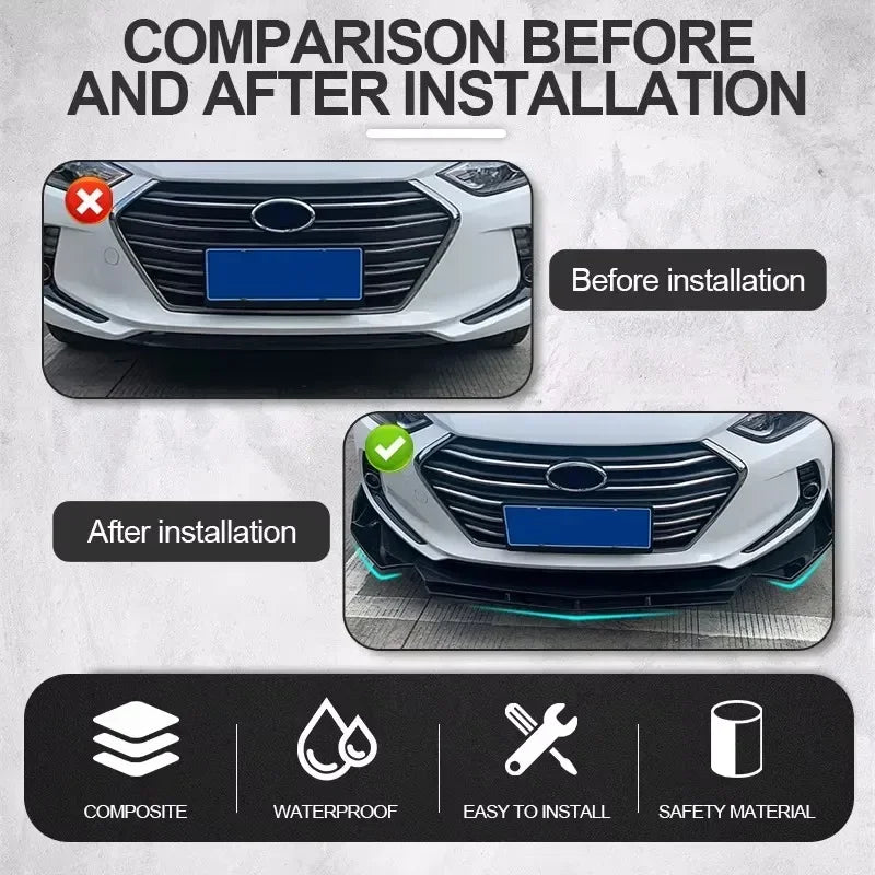 5 Pieces Universal Car Front Bumper Lip Body Kit Spoiler Splitter ABS Bumper Canard Lip Splitter Universal Car Accessories