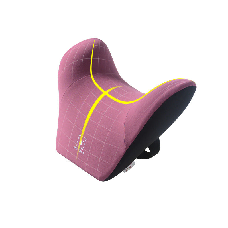 Ergonomic maroon car seat cushion with grid pattern and yellow accent, sps street style