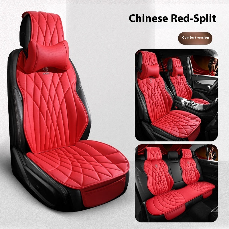 Chinese red split car seat covers with diamond stitching, luxury style, sps street style