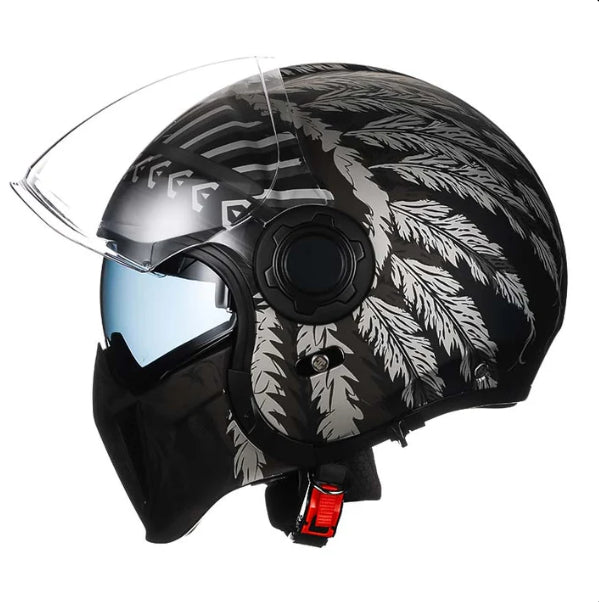 Black Warrior Motorcycle Retro Helmet
