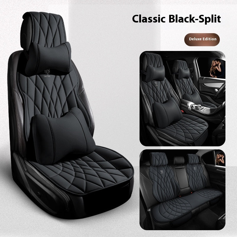 Luxury black diamond-stitched car seat covers set, deluxe edition, sps street style