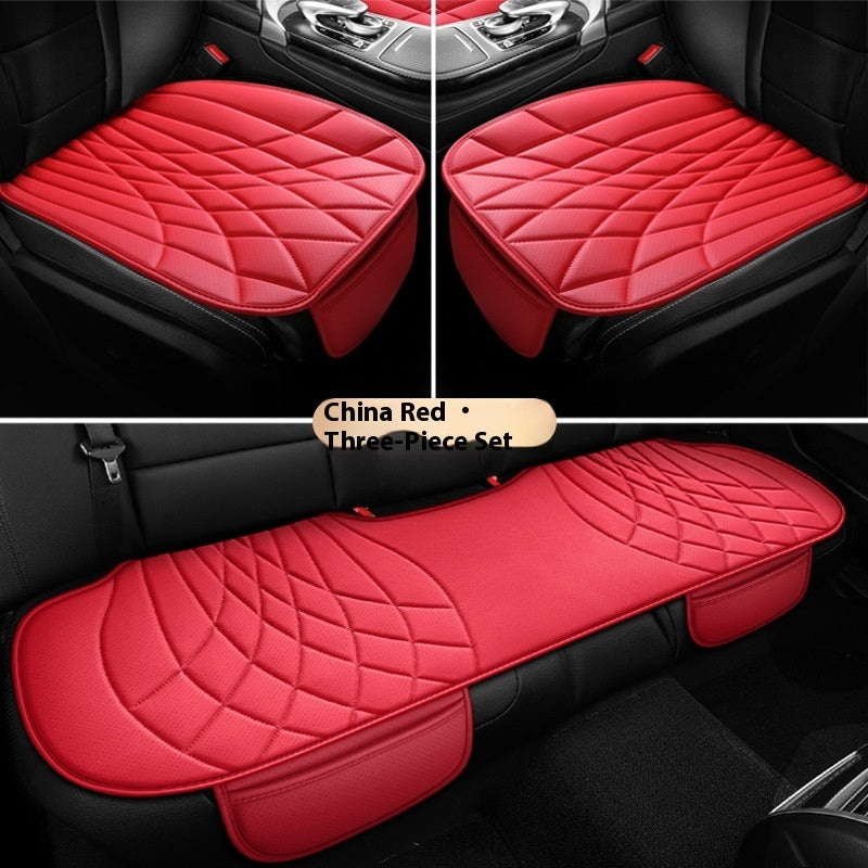 China Red three-piece car seat cover set with quilted pattern, quality auto accessory