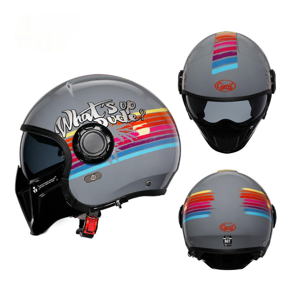 Black Warrior Motorcycle Retro Helmet