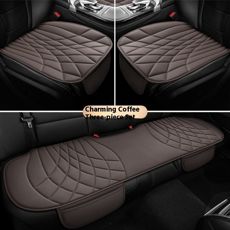 Charming coffee car seat cover three-piece set, quilted design, quality auto accessory