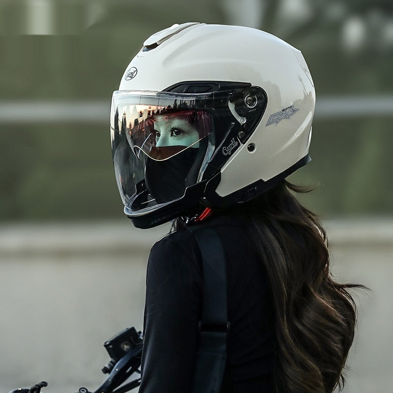 Summer Men's Motorcycle Half Three-quarter Helmet Men's All-season Double Visor