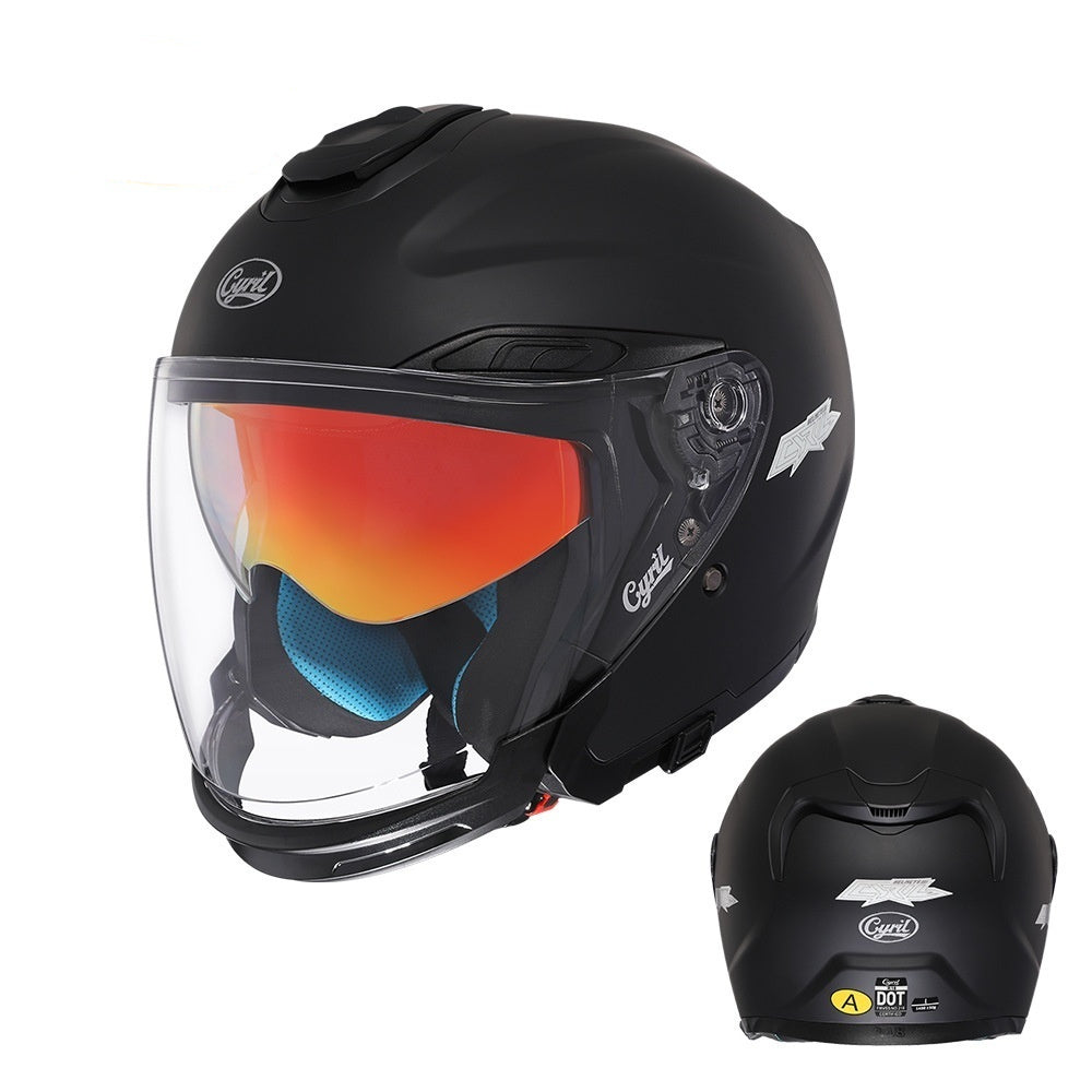 Summer Men's Motorcycle Half Three-quarter Helmet Men's All-season Double Visor