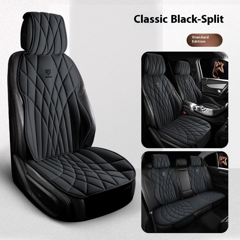 Classic black-split car seat covers with diamond stitching, luxury interior, sps street style
