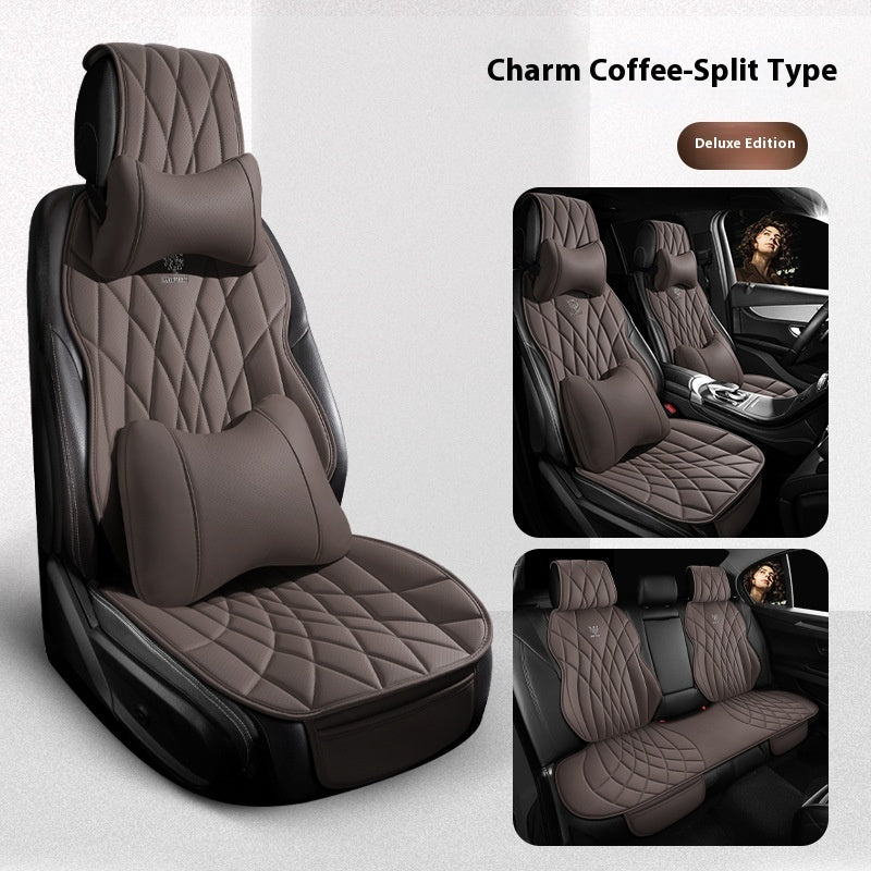 Deluxe coffee brown car seat covers with diamond stitching, neck and back support, sps street style quality gift item.
