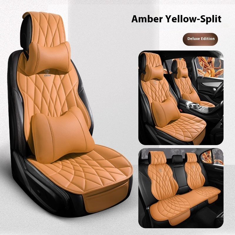 Amber yellow split deluxe car seat cover set with quilted diamond pattern, sps street style