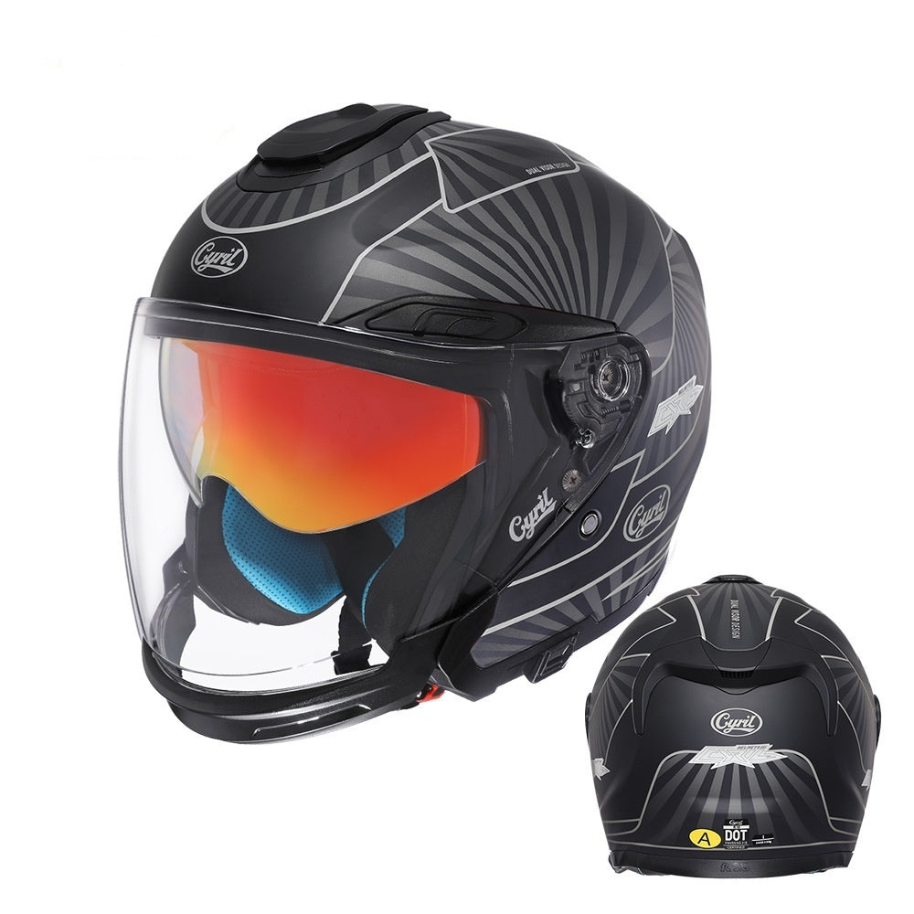 Summer Men's Motorcycle Half Three-quarter Helmet Men's All-season Double Visor