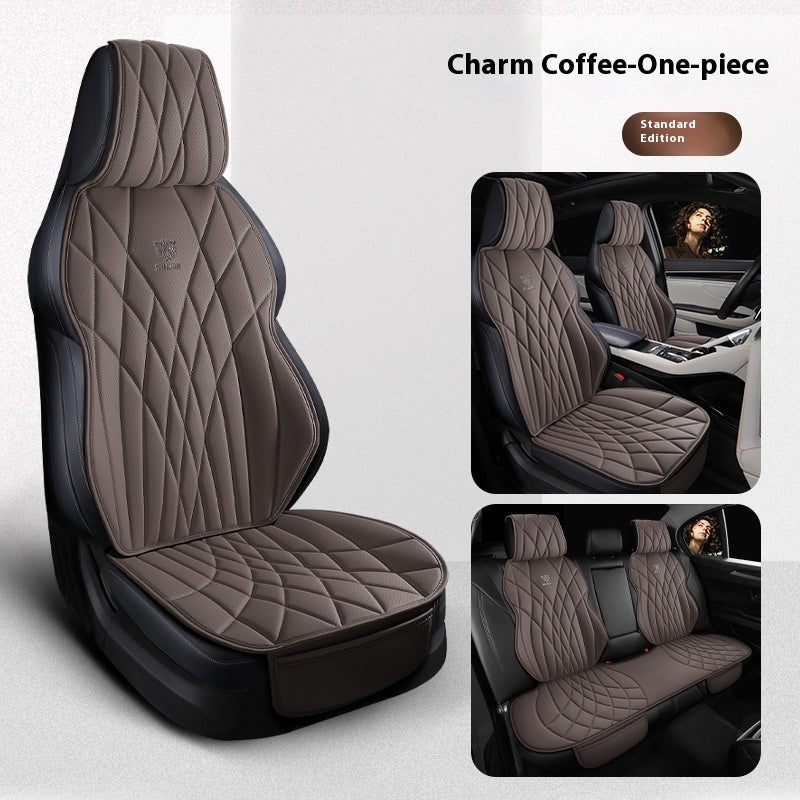 Charm Coffee one-piece car seat cover, quilted brown leather, sps street style quality