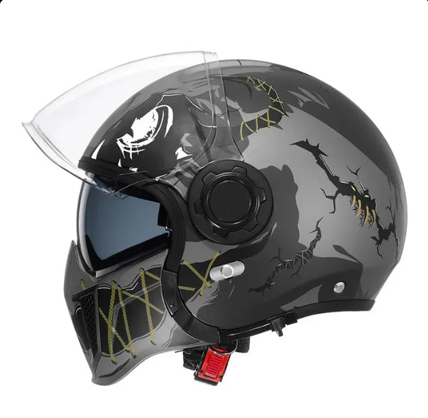 Black Warrior Motorcycle Retro Helmet