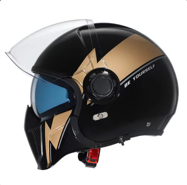 Black Warrior Motorcycle Retro Helmet