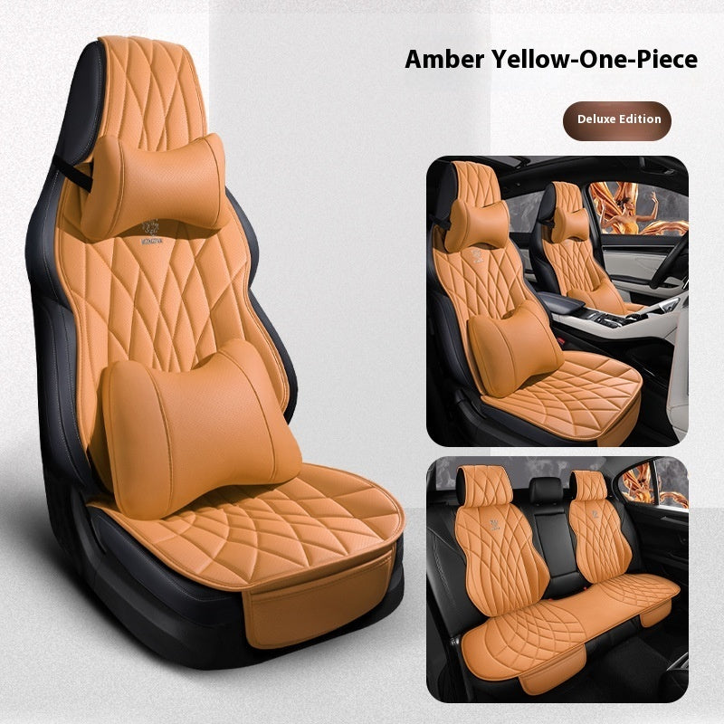 Amber yellow deluxe car seat covers with quilted design, street style quality gifts